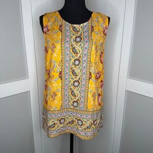 Rachel Roy Boho Floral Button Back Tank Yellow Size‎ M